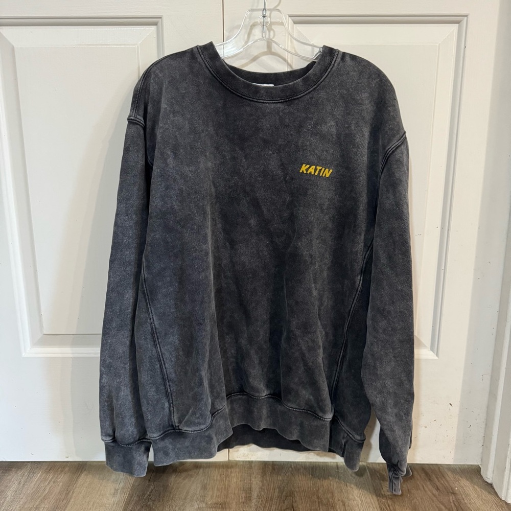 Katin Men's Washed Black Crewneck Sweatshirt Size XL